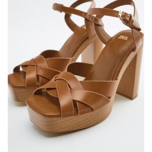 Zara Leather block heel sandal